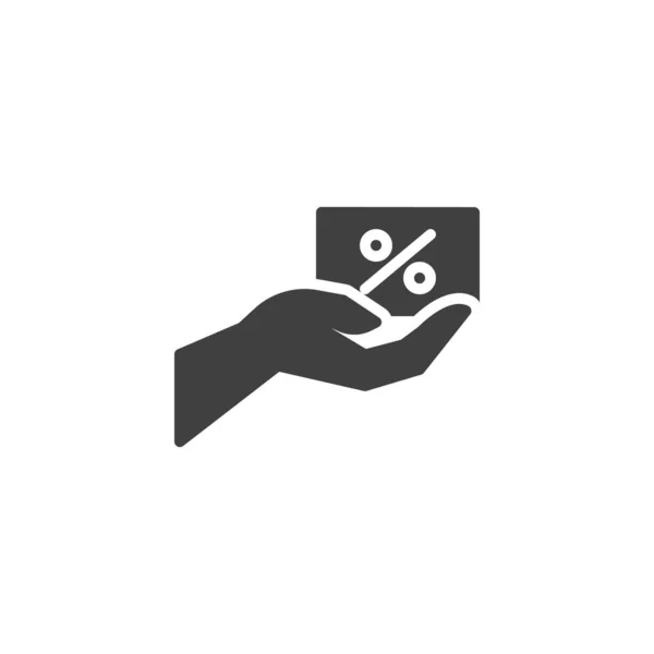 Mão com ícone de vetor de cartão percentual — Vetor de Stock