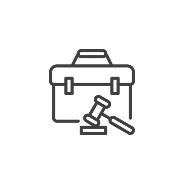 Judge gavel and briefcase line icon — ストックベクタ