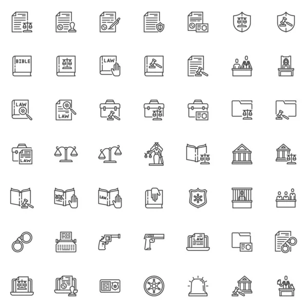 Direito e justiça linha ícones conjunto —  Vetores de Stock