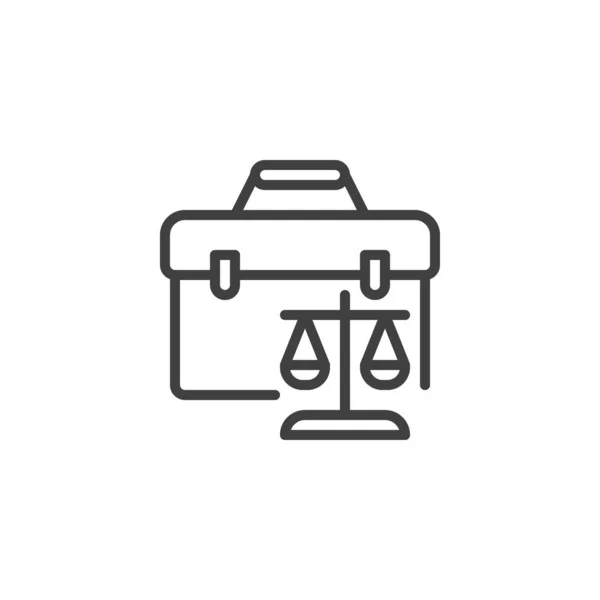 Judge scales and briefcase line icon — 图库矢量图片