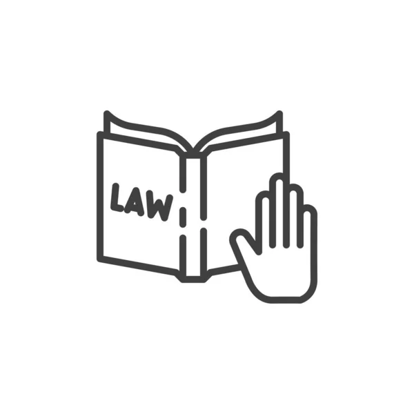 Hand and Law book line icon — Stock Vector