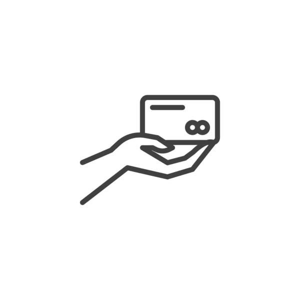 Ręka z ikoną linii karty kredytowej — Wektor stockowy