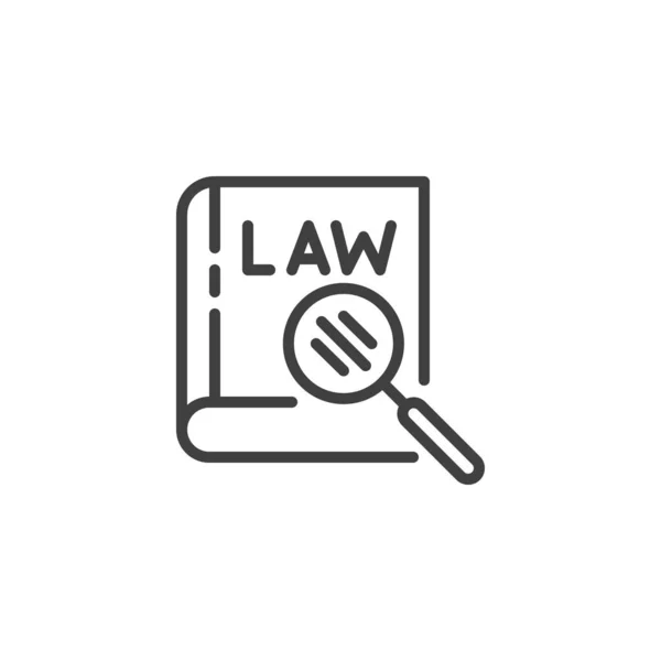 Law book and Magnifying Glass line icon — 스톡 벡터