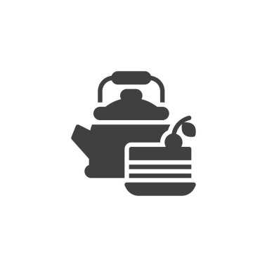 Çay demliği ve kek vektör simgesi