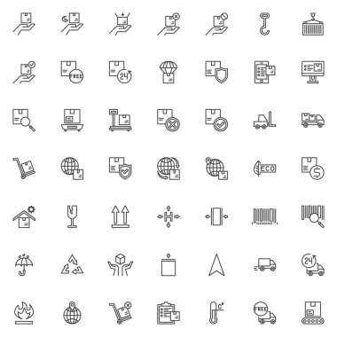 Kargo lojistik çizgisi simgeleri ayarlandı