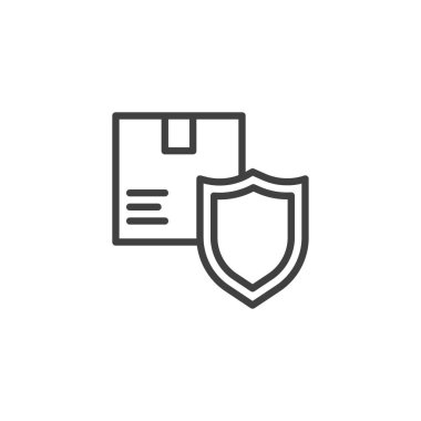 Kalkan çizgisi simgesi olan paket kutusu