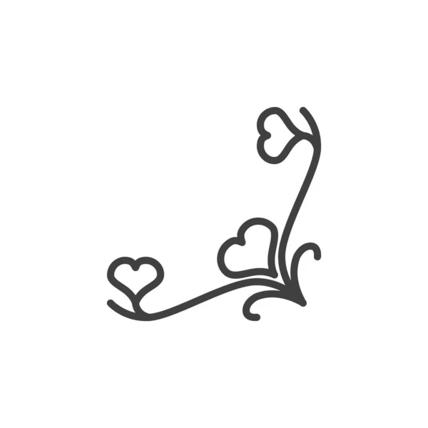 Romántico icono de línea de decoración de rama floral — Vector de stock