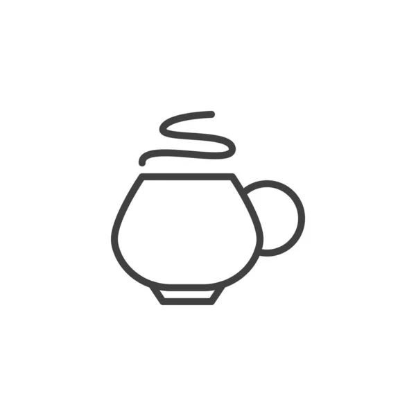 Taza de té con línea de vapor icono — Vector de stock