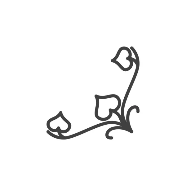 Романтична піктограма лінії прикраси квіткової гілки — стоковий вектор