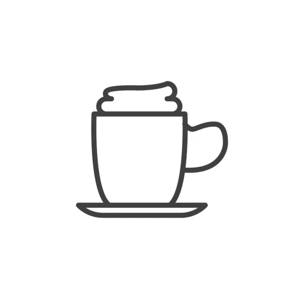 Taza de café con icono de línea de espuma — Vector de stock