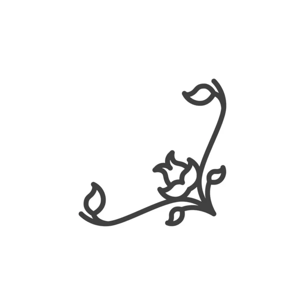 Romantic floral branch decoration line icon — 스톡 벡터