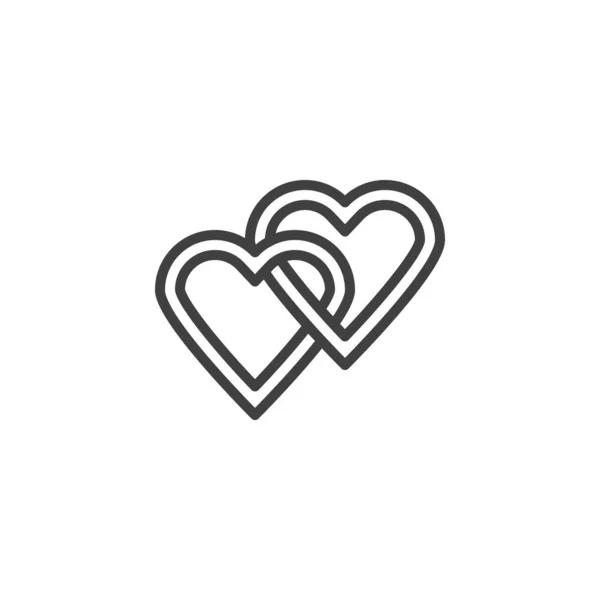Icône de ligne Two Linked Hearts — Image vectorielle