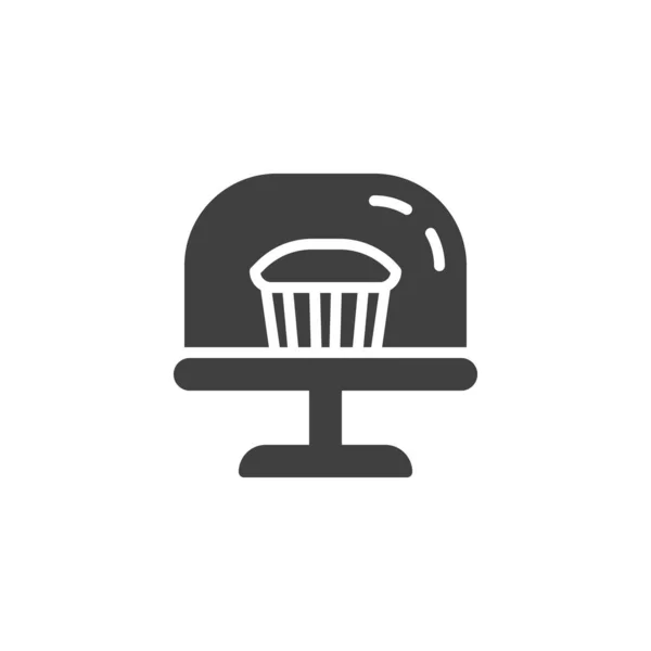 Glaskuchenständer mit Cupcake-Vektor-Symbol — Stockvektor