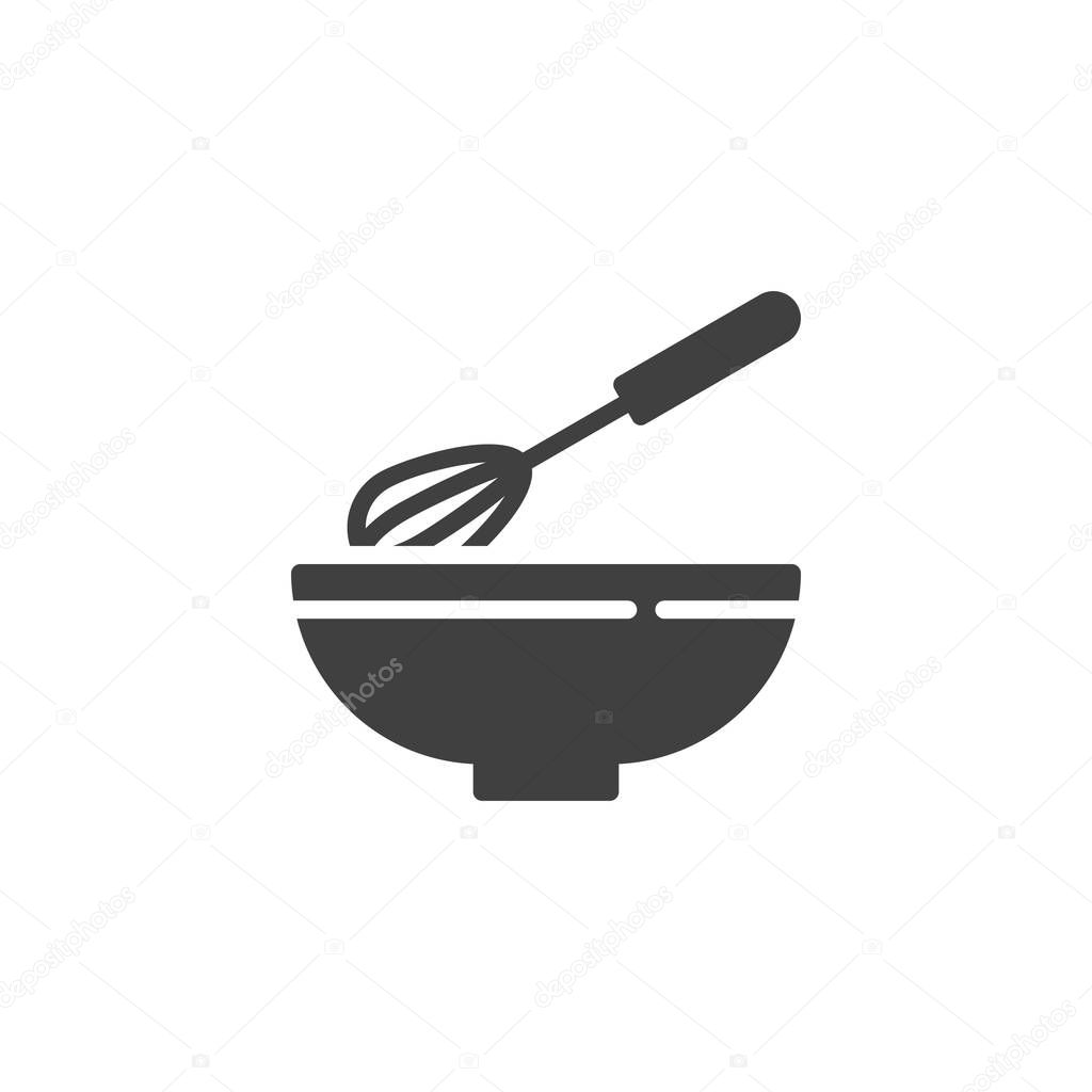 Mixing whisk and bowl vector icon