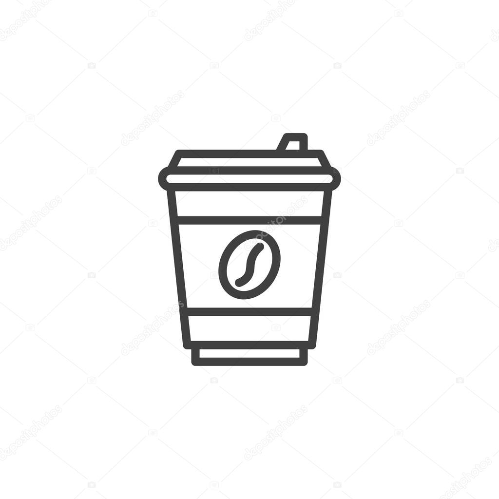 Disposable coffee cup line icon