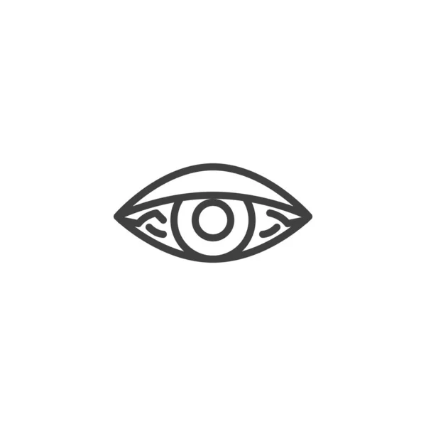 Hierba de humo, icono de la línea del ojo rojo — Vector de stock