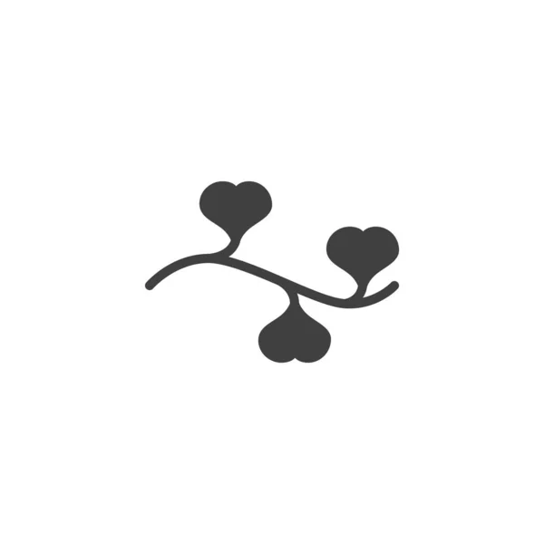 Ornamental branch with hearts vector icon — 스톡 벡터