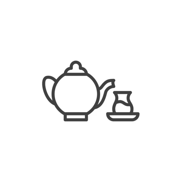 Çaydanlık ve cam çizgi simgesi — Stok Vektör