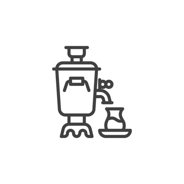 Traditionele thee samovar lijn pictogram — Stockvector