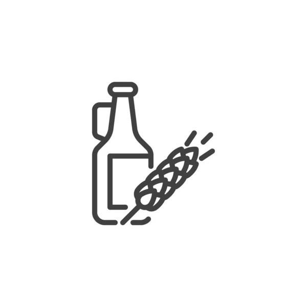 Ícone de linha de garrafa de cerveja de malte —  Vetores de Stock