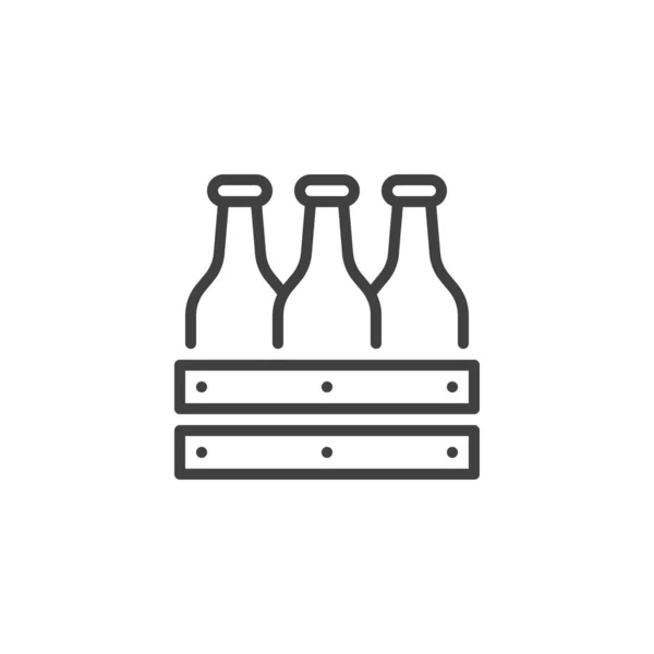 Pack de bouteilles de bière icône de ligne — Image vectorielle
