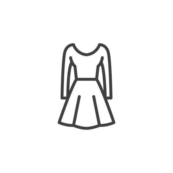 Vestido de mujer con manga larga icono de línea — Vector de stock