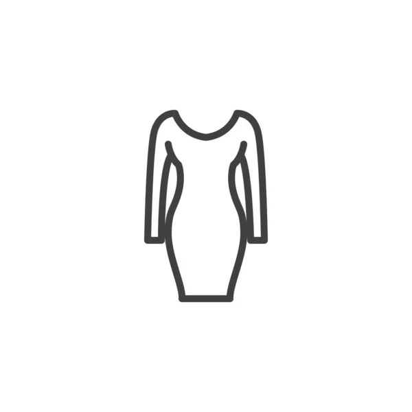 Vestido de mulher com mangas compridas ícone de linha — Vetor de Stock