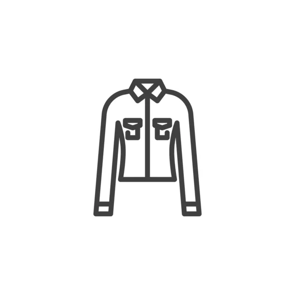 Camisa de mujer con icono de línea de mangas largas — Vector de stock