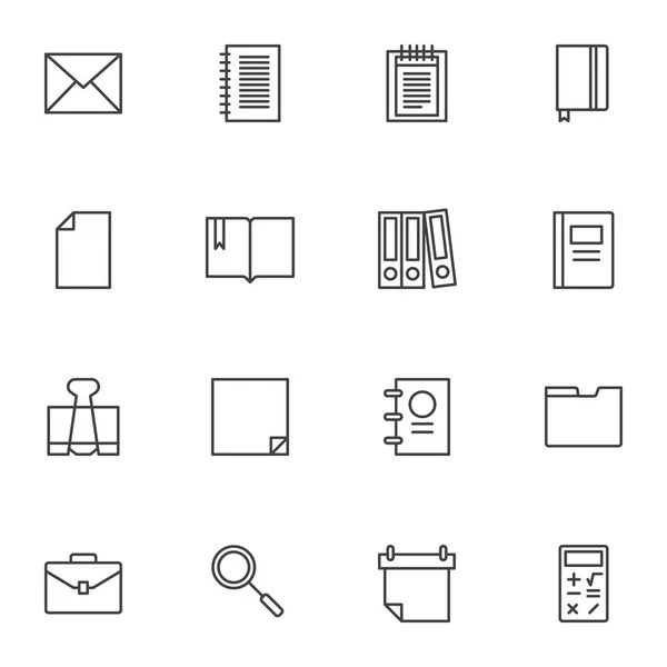 Ensemble d'icônes de ligne de paperasserie — Image vectorielle