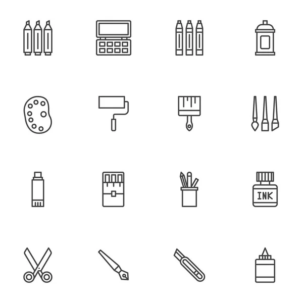 Gereedschapswerktuig lijn pictogrammen ingesteld — Stockvector