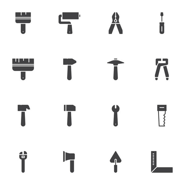 Repair and construction tool vector icons set