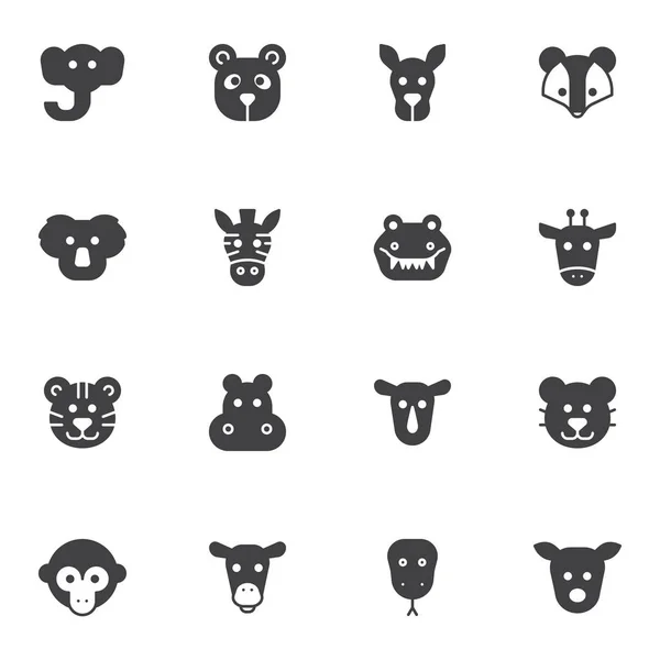Set di icone vettoriali teste animali — Vettoriale Stock