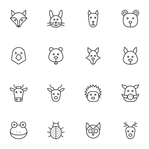 Animaux sauvages ligne icônes ensemble — Image vectorielle