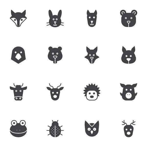 Wild animals vector icons set