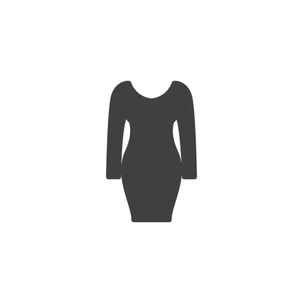 Vestido para mujer con manga larga vector icono — Vector de stock