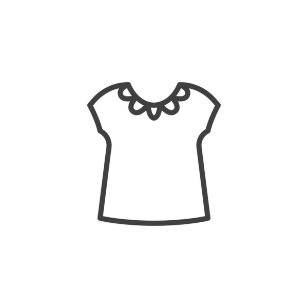 Baby meisje shirt lijn pictogram — Stockvector
