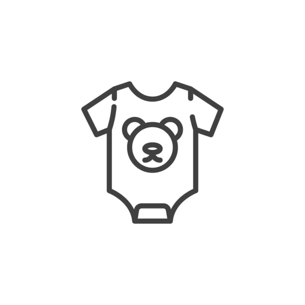 Baby kleding bodysuit met beer lijn icoon — Stockvector