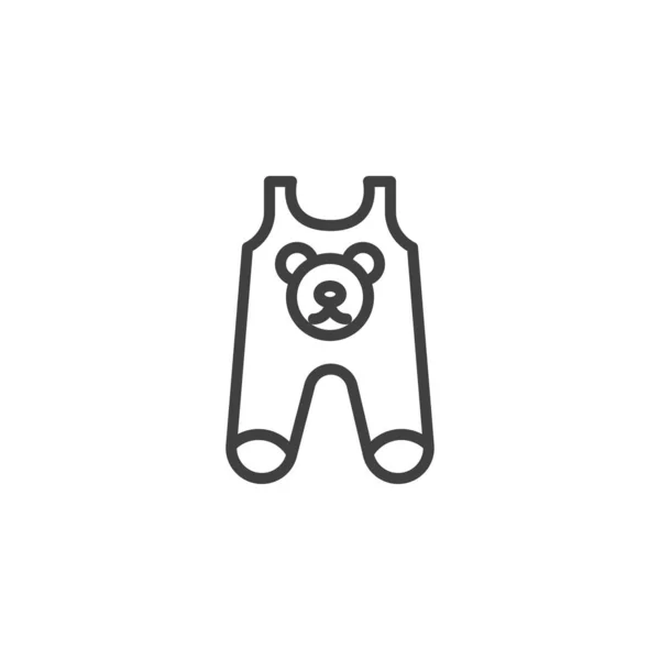 Bebé bebé mameluco con icono de línea de oso — Vector de stock