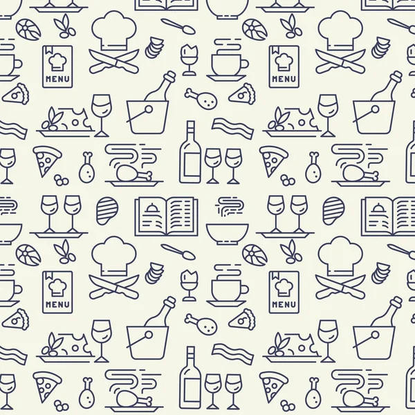 Restaurant voedsel menu pictogrammen patroon — Stockvector