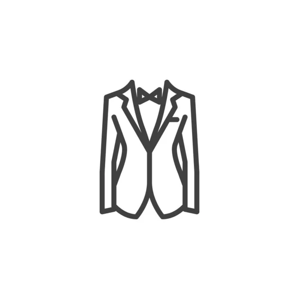 Casaco de smoking masculino com ícone de linha de laço — Vetor de Stock