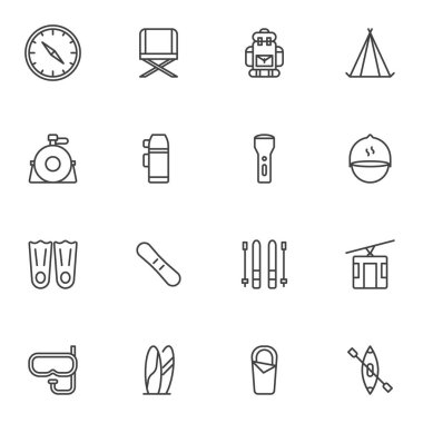 Mobil uygulama ve web tasarımı için doğrusal biçim simgeleri kümesi, basitçe vektör illüstrasyonuName     