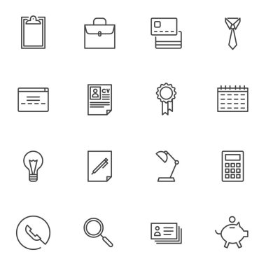 Mobil uygulama ve web tasarımı için doğrusal biçim simgeleri kümesi, basitçe vektör illüstrasyonuName     