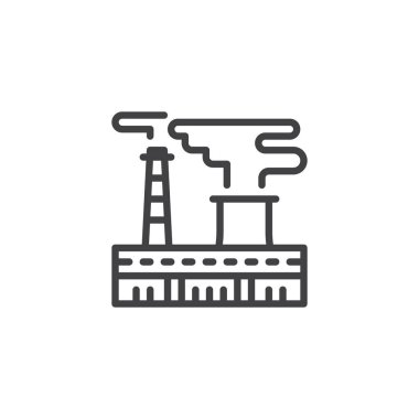 Taşınabilir konsept ve web tasarımı için kimyasal bitki doğrusal işaret, basitçe vektör illüstrasyonu     