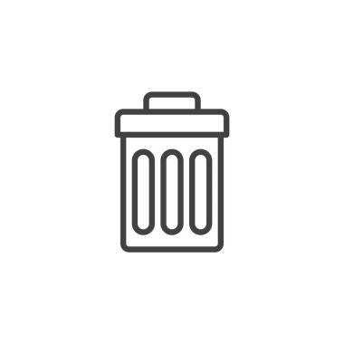 Taşınabilir konsept ve web tasarımı için çöp kutusu doğrusal işareti, basitçe vektör illüstrasyonu     
