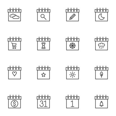 Mobil uygulama ve web tasarımı için doğrusal biçim simgeleri kümesi, basitçe vektör illüstrasyonuName     