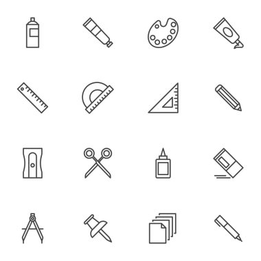 Mobil uygulama ve web tasarımı için doğrusal biçim simgeleri kümesi, basitçe vektör illüstrasyonuName     