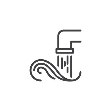 Musluk simgesinden akan su basit bir vektör illüstrasyonudur   