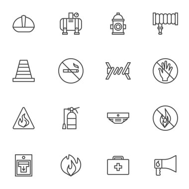 Ateş simgeleri kümesi, basitçe vektör çizimi   