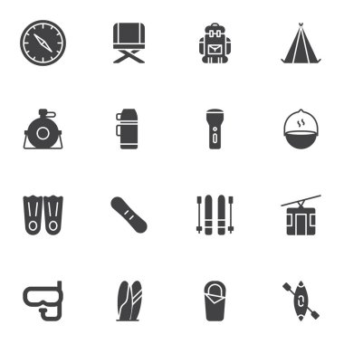 Tatil simgeleri kümesi, basit vektör illüstrasyonu  