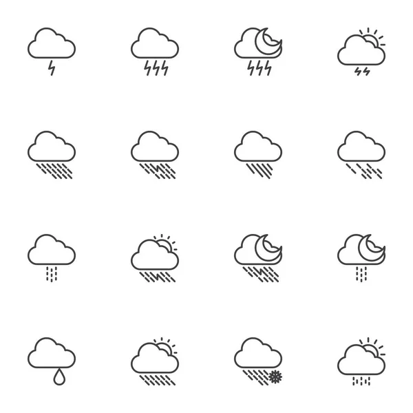 Conjunto Iconos Meteorológicos Simplemente Ilustración Vectorial — Vector de stock